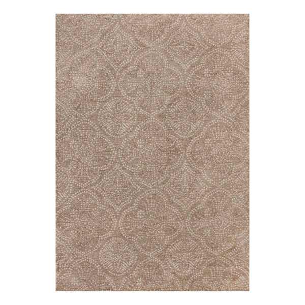 (C202) Hayne Neutral Floral Shag Area Rug, 5x7