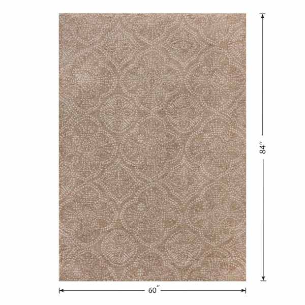 (C202) Hayne Neutral Floral Shag Area Rug, 5x7
