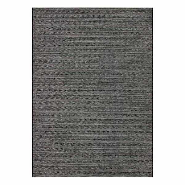 (E498) Crosby St. Textured Charcoal Outdoor Area Rug, 5x7