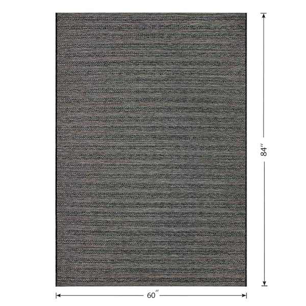 (E498) Crosby St. Textured Charcoal Outdoor Area Rug, 5x7