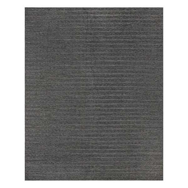 (E498) Crosby St. Textured Charcoal Outdoor Area Rug, 8x10