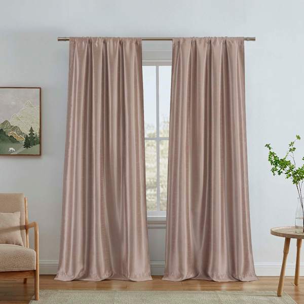 Jordana Blush Thermal Weave Room Darkening Curtain Panel, 84"