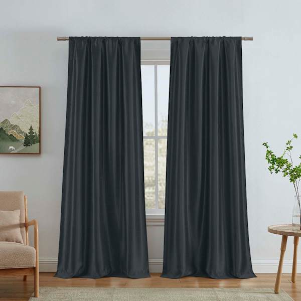 Jordana Black Thermal Weave Room Darkening Curtain Panel, 84"