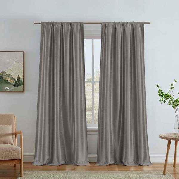 Jordana Light Grey Thermal Weave Room Darkening Curtain Panel, 84"