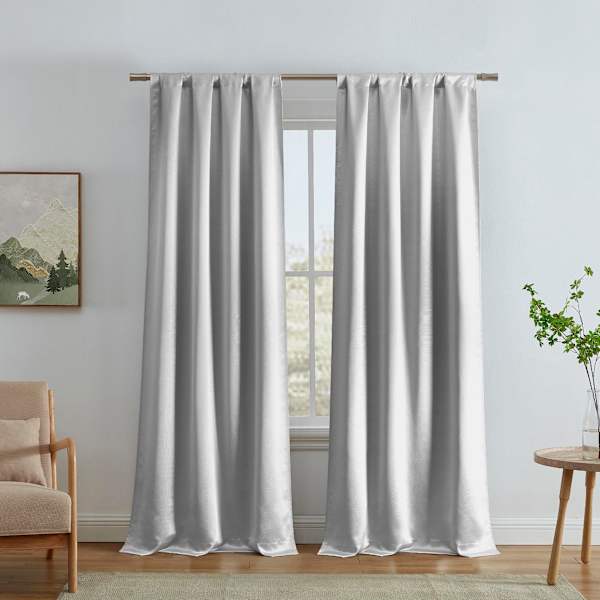 Alyssa Light Grey Thermal Weave Room Darkening Curtain Panel, 84"