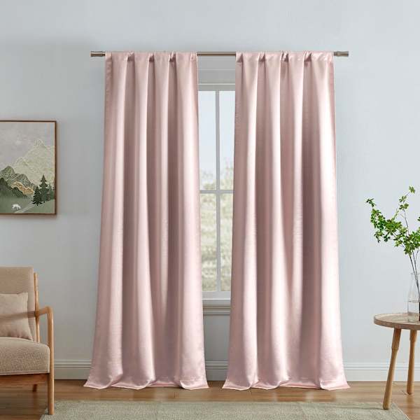 Alyssa Blush Thermal Weave Room Darkening Curtain Panel, 84"