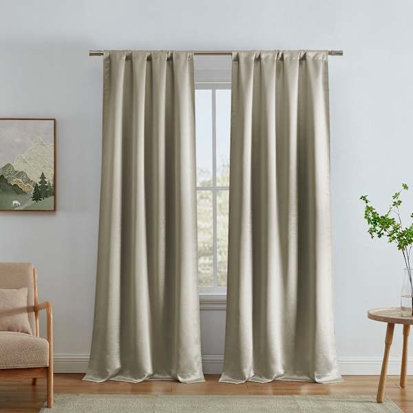 Alyssa Taupe Thermal Weave Room Darkening Curtain Panel, 84"