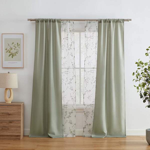 4-Pack Ryder & Greenwood Sage Light Filtering Curtain Panels, 84"