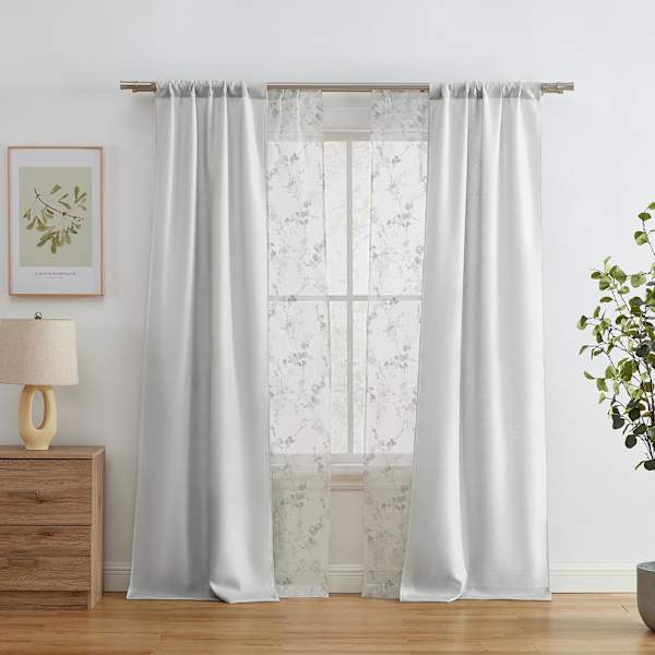 4-Pack Ryder & Greenwood Light Grey Light Filtering Curtain Panels, 84"