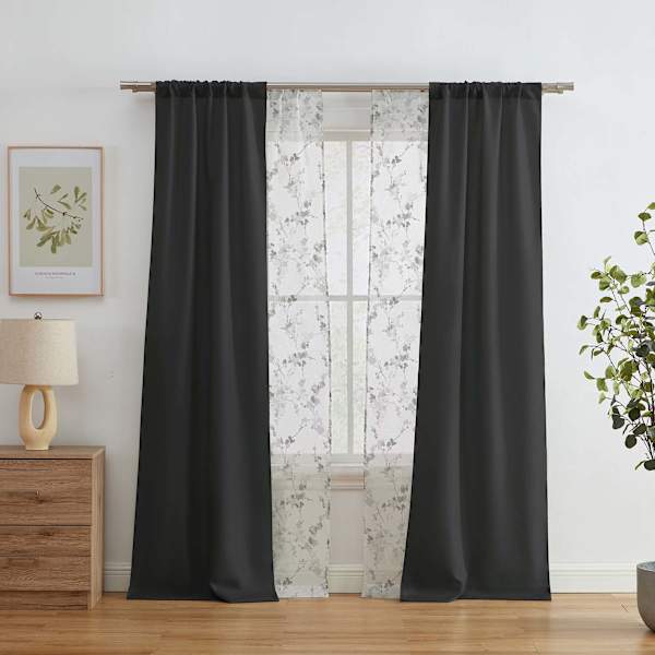 4-Pack Ryder & Greenwood Black Light Filtering Curtain Panels, 84"