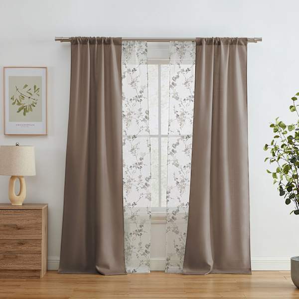 4-Pack Ryder & Greenwood Taupe Light Filtering Curtain Panel Set, 84"