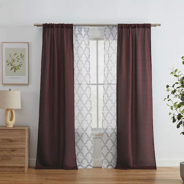 4-Pack Ryder & Oakfield Rhubarb Light Filtering Curtain Panels, 84"