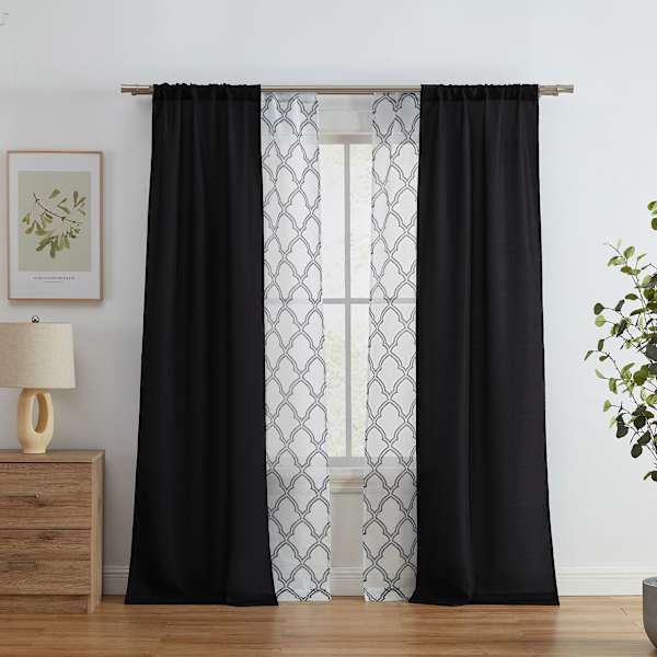 4-Pack Ryder & Oakfield Black Light Filtering Curtain Panel Set, 84"