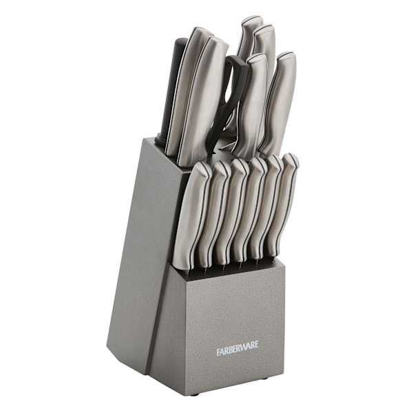Farberware 15-Piece Stamped Stainless Steel Graphite Cutlery Block Set