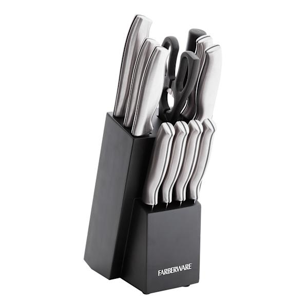Farberware 12-Piece Stamped Stainless Steel Cutlery Block Set, Black