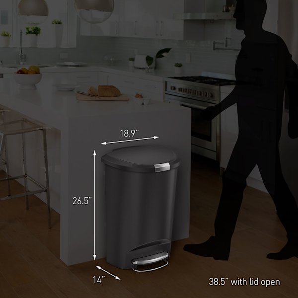 SimpleHuman Kitchen Trash Step Can with Bonus Profile Step Can, 13gal (2.6gal)
