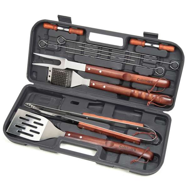 13-Piece Grill Tool Set with Wooden Handles