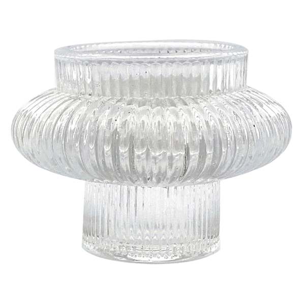 Clear Dual Side Glass Candle Holder, 2.2"