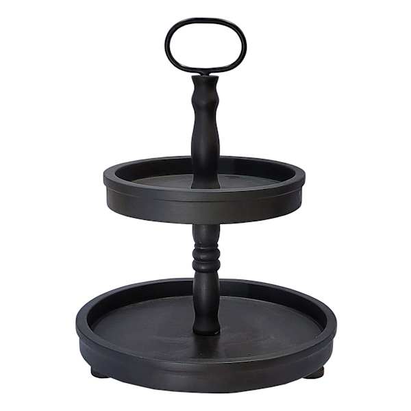 Black Wooden 2-Tier Stand, 12.5"