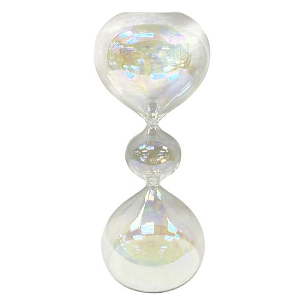 Iridescent Clear Glass Hourglass, 8.8"