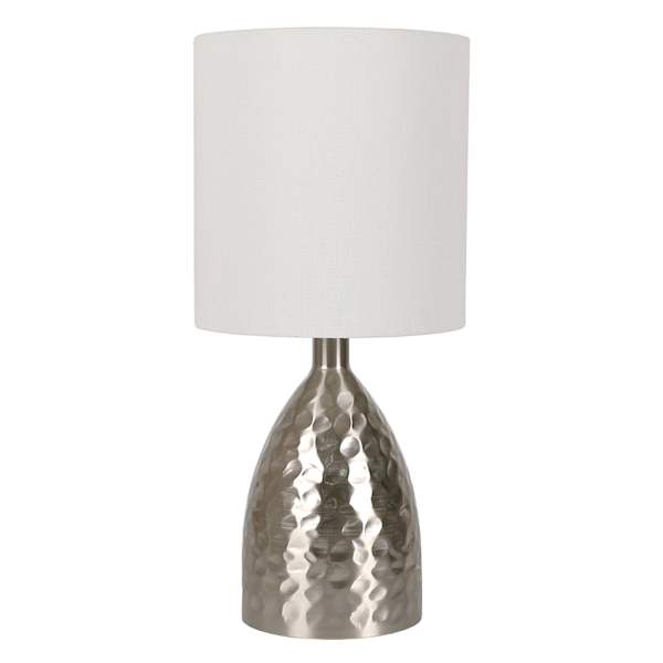 Found & Fable Silver Hammered Metal Small Table Lamp with Shade, 19.5"