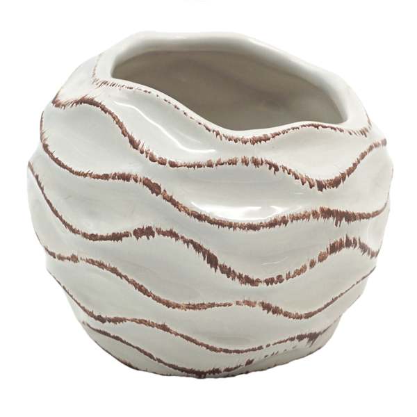 Found & Fable Indoor Ivory Wavy Ceramic Pot, Small