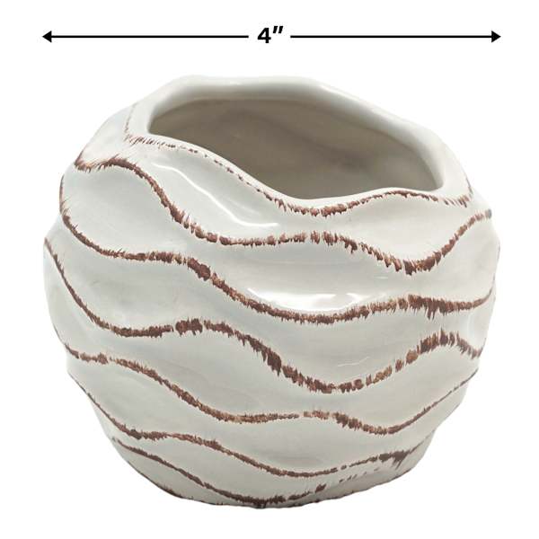 Found & Fable Indoor Ivory Wavy Ceramic Pot, Small