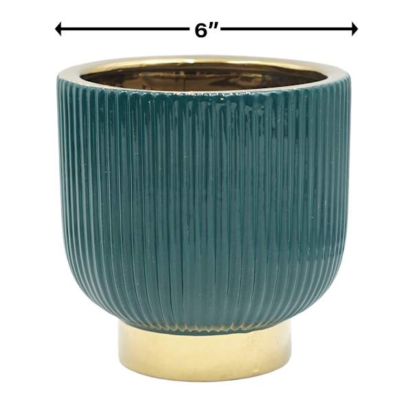 Found & Fable Indoor Emerald & Gold Dean Planter, 6"