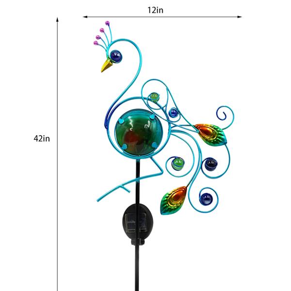 Blue Peacock Solar Yard Stake, 40"
