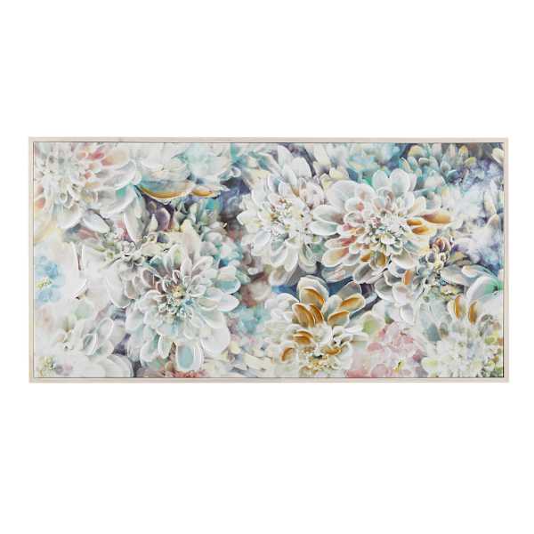 Floral Framed Embellished Canvas Wall Art, 24x48