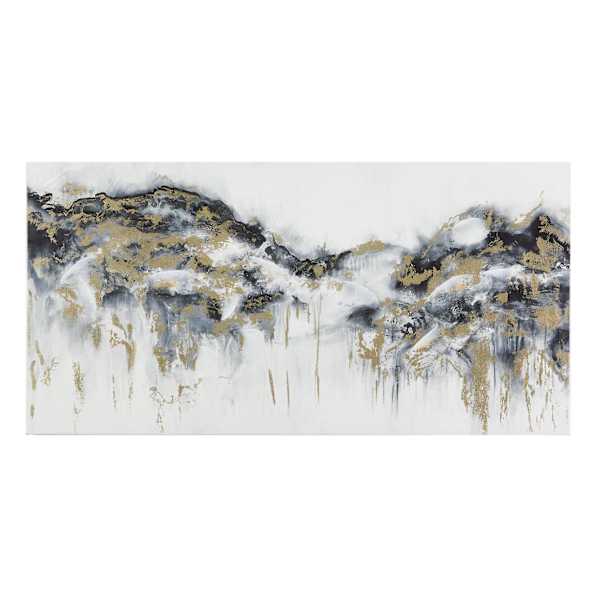 Black & Yellow Abstract Canvas Wall Art, 60x30