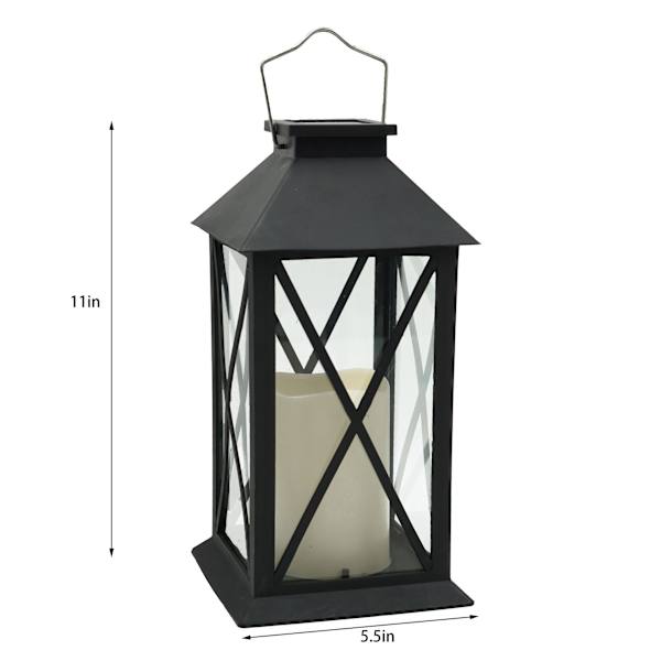 Black Outdoor Solar Lantern, 11"