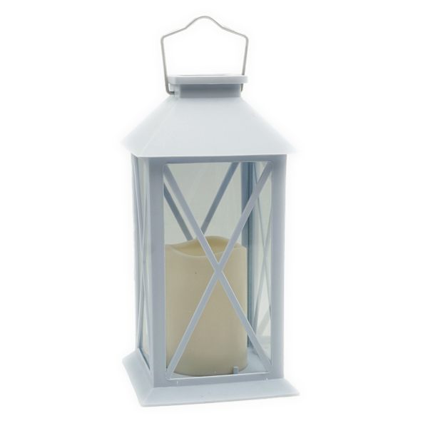 White Outdoor Solar Lantern, 11"