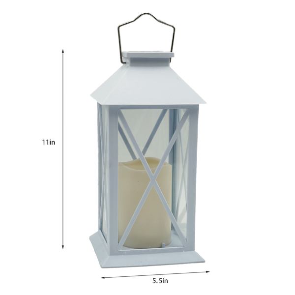 White Outdoor Solar Lantern, 11"