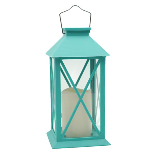 Blue Outdoor Solar Lantern, 11"