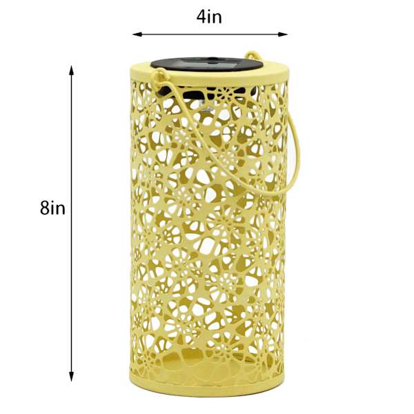 Yellow Metal Solar Outdoor Lantern, 8"
