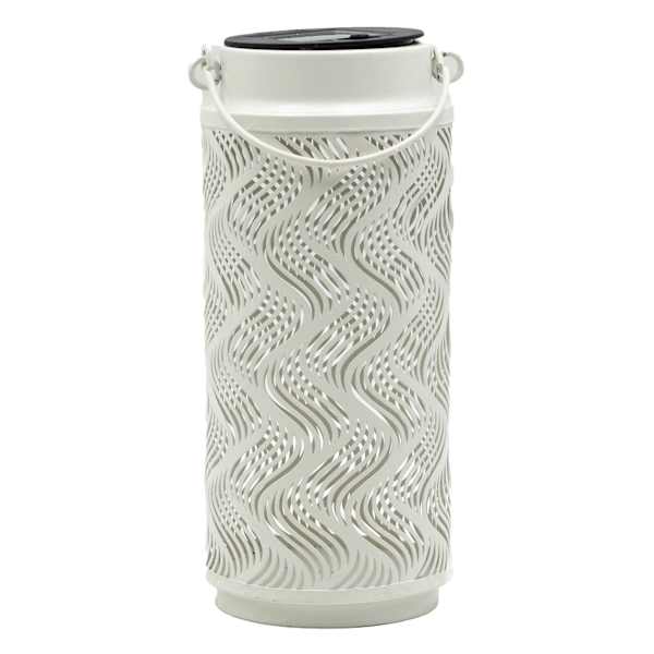 White Metal Solar Outdoor Lantern, 8"