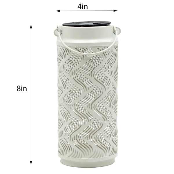 White Metal Solar Outdoor Lantern, 8"