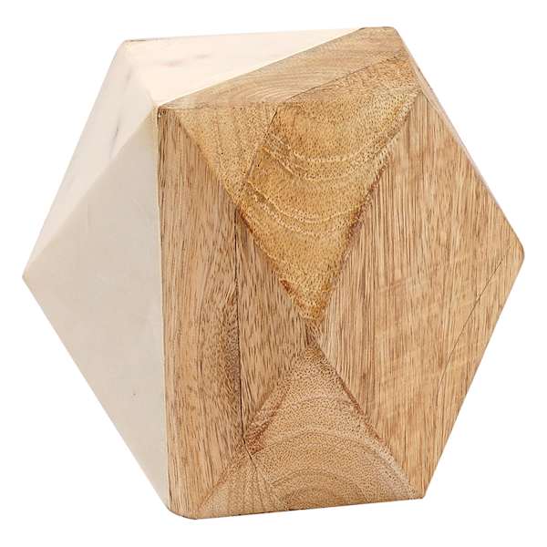 Wood & Marble Geometric Figurine, 6x5