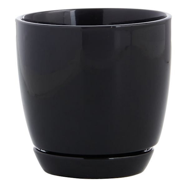 Indoor Elsie Black Stoneware Ceramic Pot, Small