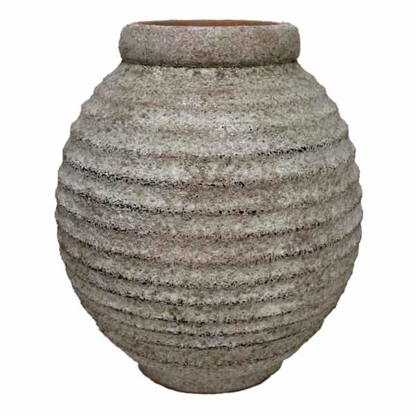 Washed Tan Ceramic Vase, 7"