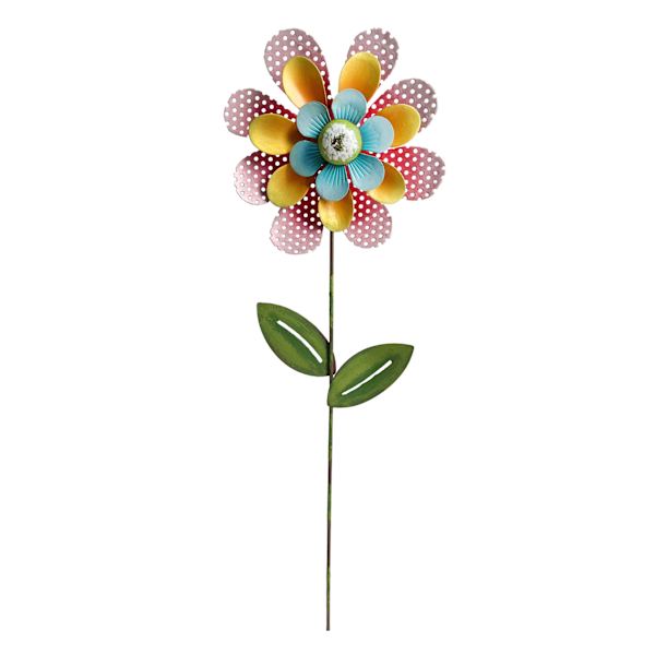 Pink Flower Yard Pick, 4.5"