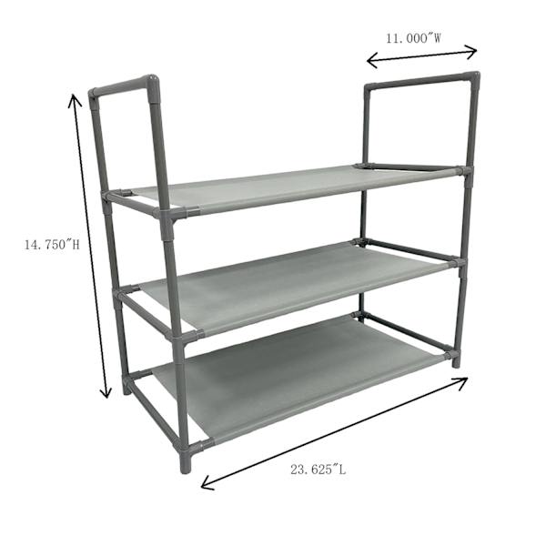 3-Tier Multi-Use Stackable Shoe Rack, Grey