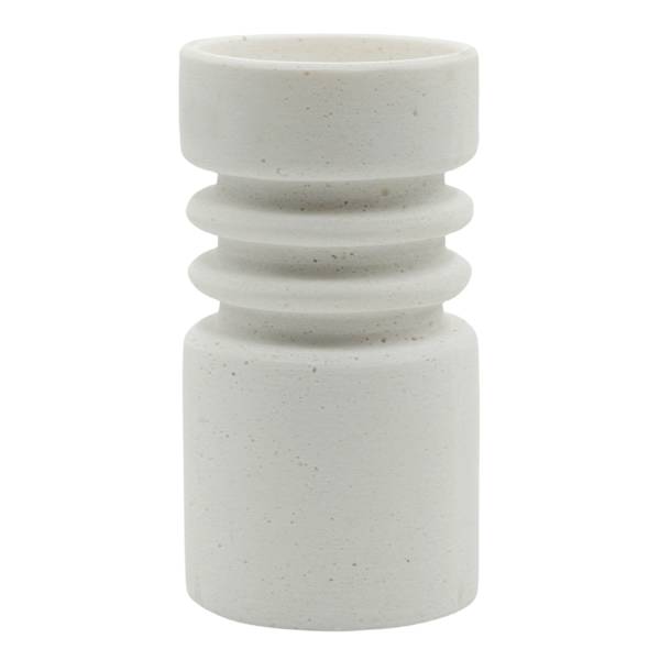 Crosby St. White Cement-Look Candle Holder, 7"
