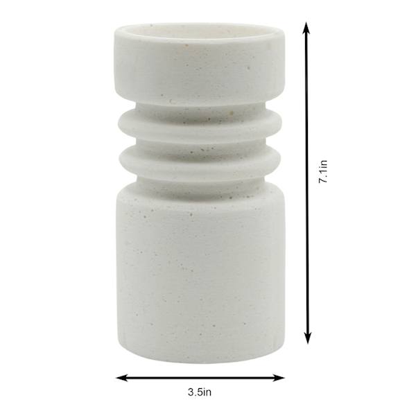 Crosby St. White Cement-Look Candle Holder, 7"