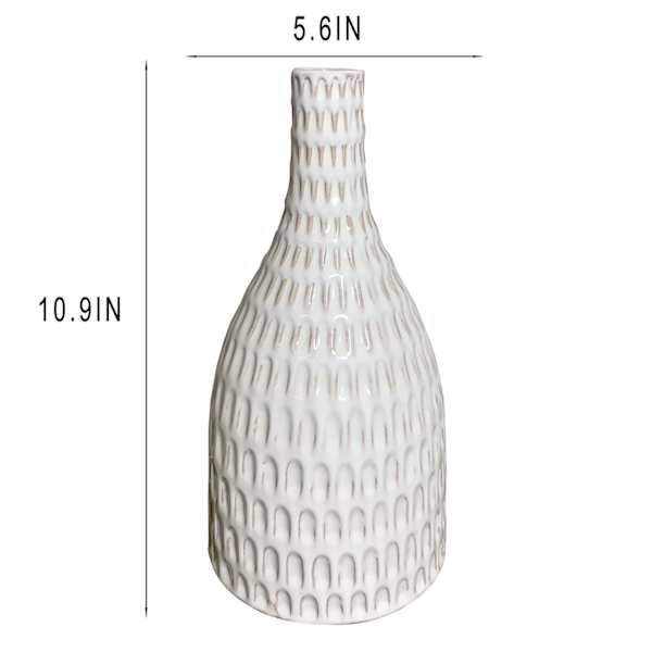 White Ceramic Dipped Vase, 10.5"