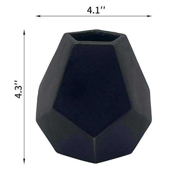 Laila Ali Matte Black Ceramic Geo Vase, 4"