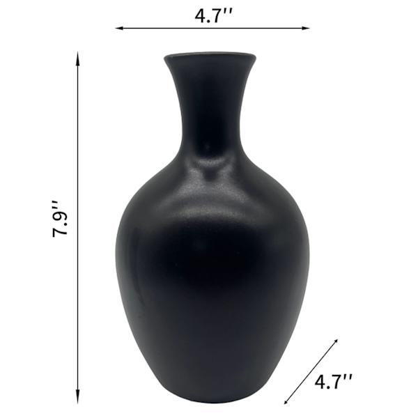 Matte Black Ceramic Vase, 8"