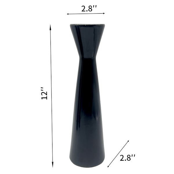 Black Ceramic Candle Holder, 12"
