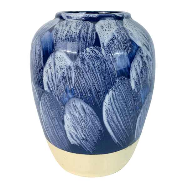Ty Pennington Blue Splash Ceramic Vase, 9"